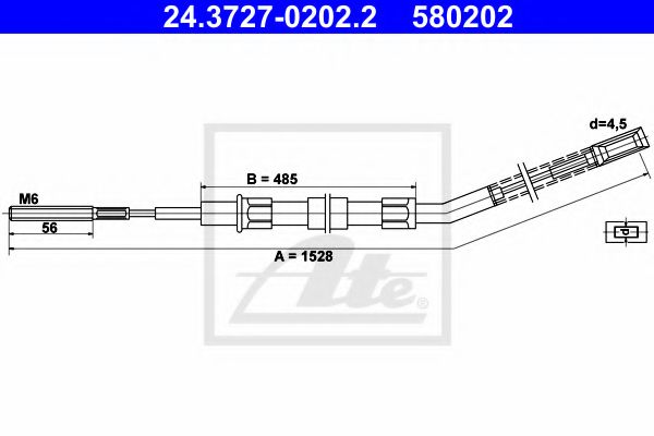 24.3727-0202.2 ATE Brake System Cable, parking brake