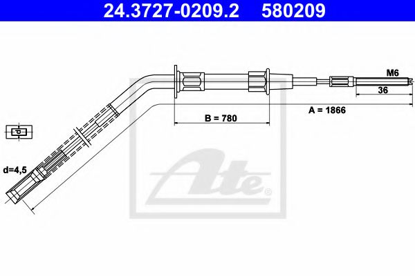 24.3727-0209.2 ATE Cable, parking brake