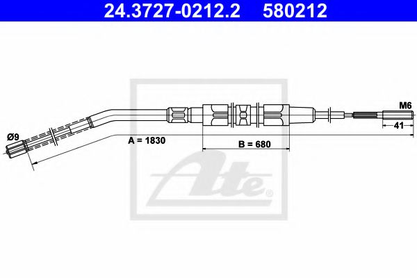 24.3727-0212.2 ATE Brake System Cable, parking brake