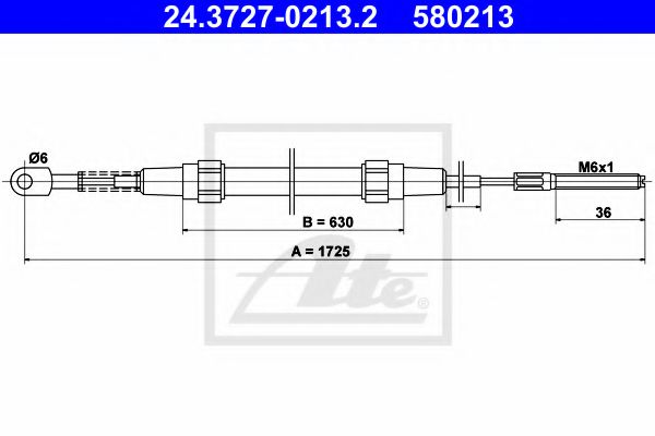 24.3727-0213.2 ATE Brake System Cable, parking brake