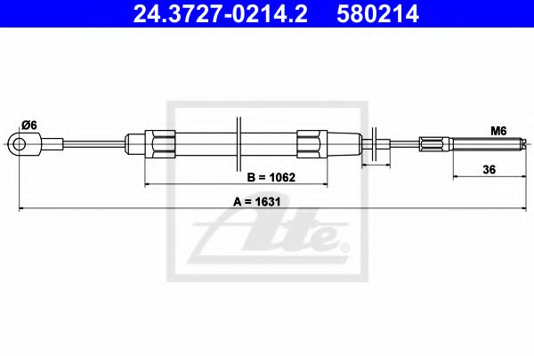 24.3727-0214.2 ATE Brake System Cable, parking brake