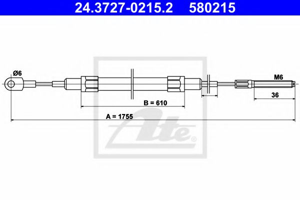 24.3727-0215.2 ATE Brake System Cable, parking brake