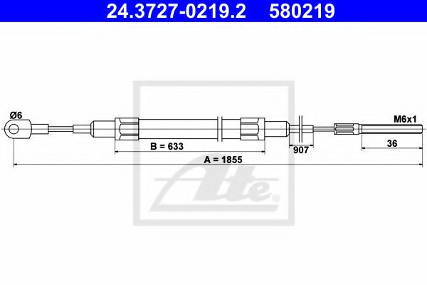 24.3727-0219.2 ATE Brake System Cable, parking brake
