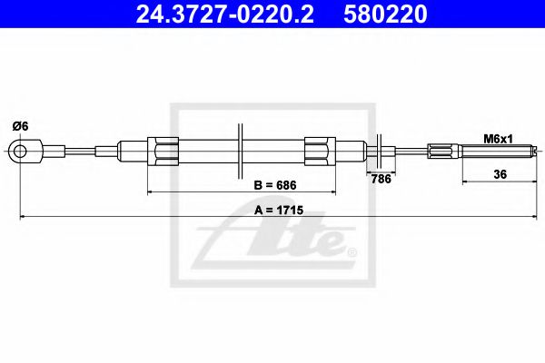 24.3727-0220.2 ATE Brake System Cable, parking brake
