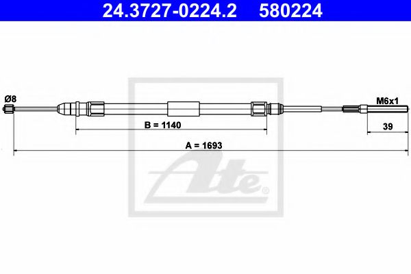 24.3727-0224.2 ATE Brake System Cable, parking brake