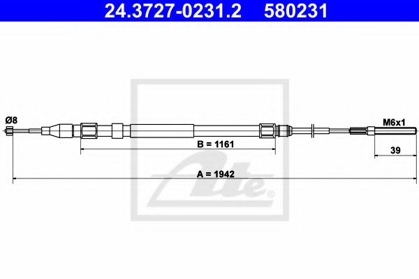 24.3727-0231.2 Brake System Cable, parking brake