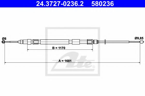 24.3727-0236.2 ATE Brake System Cable, parking brake