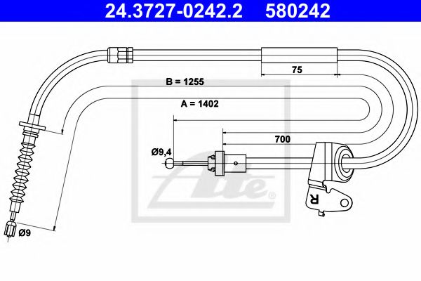 24.3727-0242.2 ATE Brake System Cable, parking brake