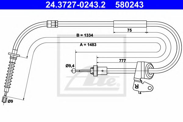 24.3727-0243.2 ATE Brake System Cable, parking brake