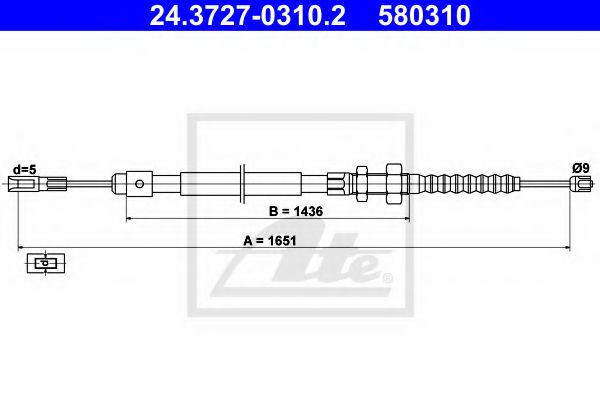 24.3727-0310.2 ATE Brake System Cable, parking brake
