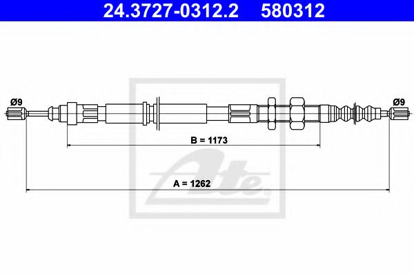24.3727-0312.2 ATE Cable, parking brake