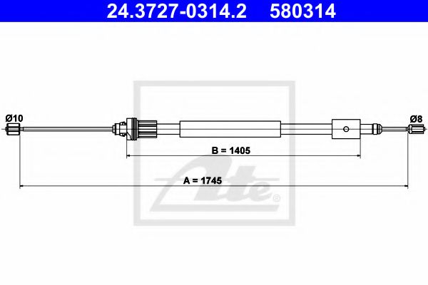 24.3727-0314.2 ATE Brake System Cable, parking brake