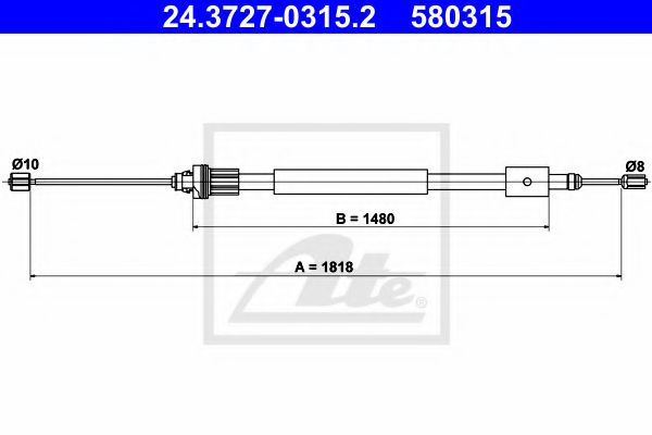 24.3727-0315.2 ATE Brake System Cable, parking brake
