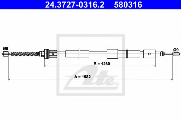 24.3727-0316.2 ATE Brake System Cable, parking brake