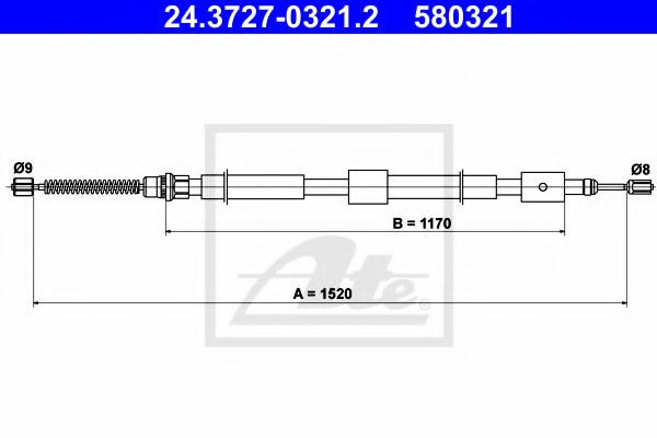 24.3727-0321.2 ATE Brake System Cable, parking brake