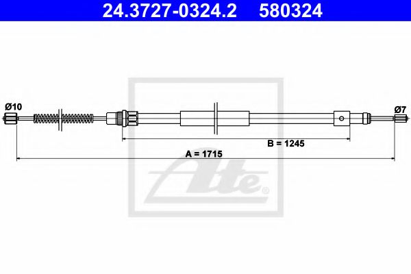 24.3727-0324.2 ATE Brake System Cable, parking brake