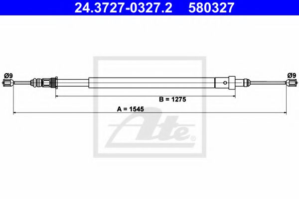 24.3727-0327.2 ATE Brake System Cable, parking brake