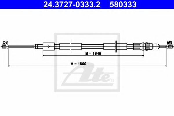 24.3727-0333.2 ATE Brake System Cable, parking brake