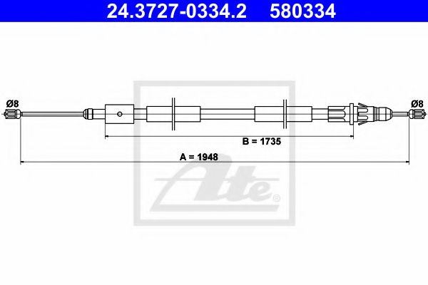 24.3727-0334.2 ATE Brake System Cable, parking brake