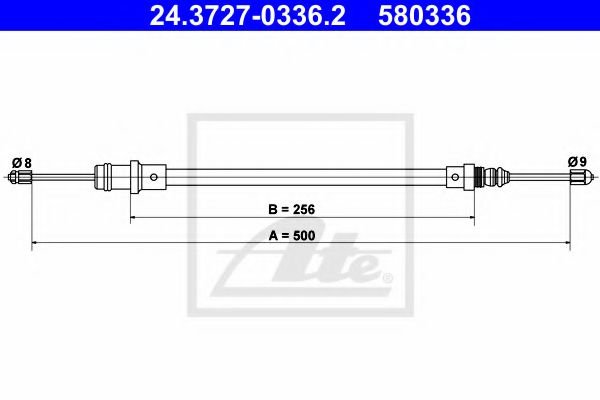 24.3727-0336.2 ATE Brake System Cable, parking brake