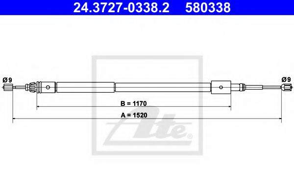 24.3727-0338.2 ATE Brake System Cable, parking brake