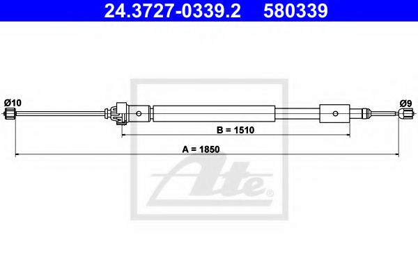 24.3727-0339.2 ATE Brake System Cable, parking brake