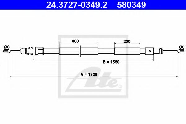 24.3727-0349.2 ATE Brake System Cable, parking brake