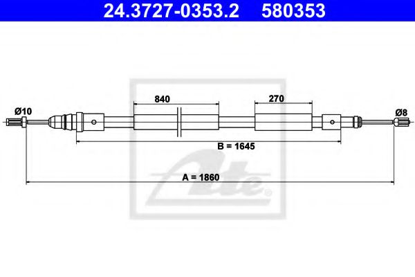 24.3727-0353.2 ATE Brake System Cable, parking brake