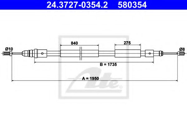 24.3727-0354.2 ATE Brake System Cable, parking brake