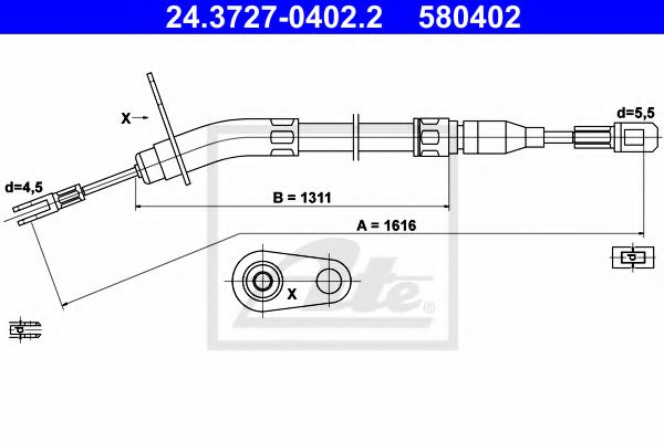 24.3727-0402.2 ATE Brake System Cable, parking brake