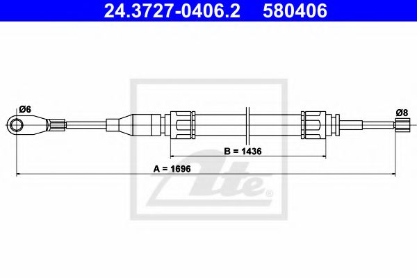 24.3727-0406.2 ATE Brake System Cable, parking brake