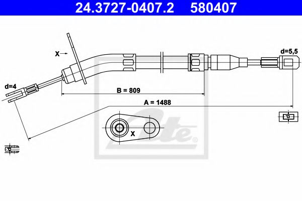 24.3727-0407.2 ATE Cable, parking brake