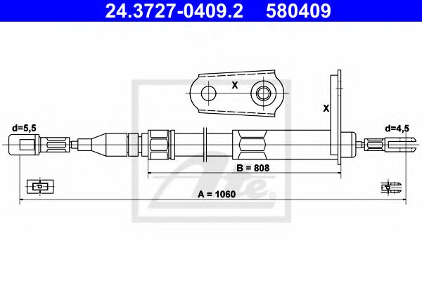 24.3727-0409.2 ATE Brake System Cable, parking brake