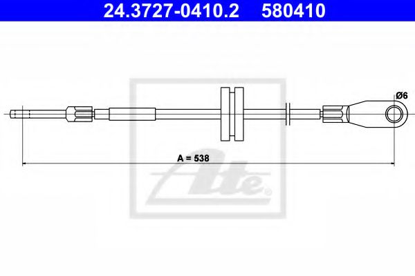 24.3727-0410.2 ATE Brake System Cable, parking brake