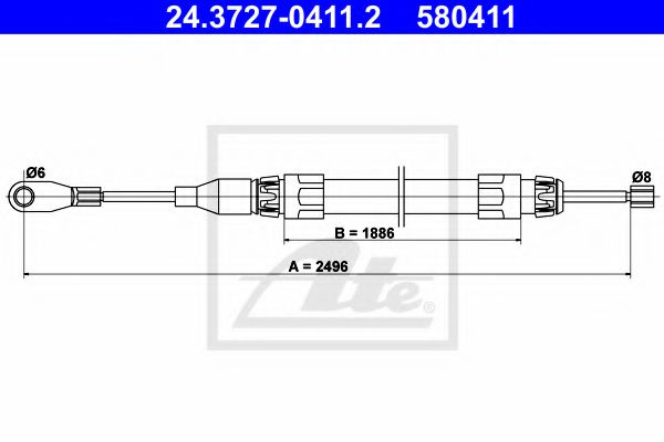 24.3727-0411.2 ATE Brake System Cable, parking brake