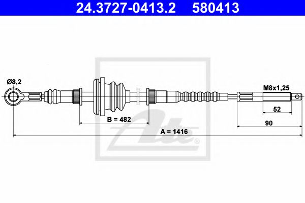 24.3727-0413.2 ATE Brake System Cable, parking brake