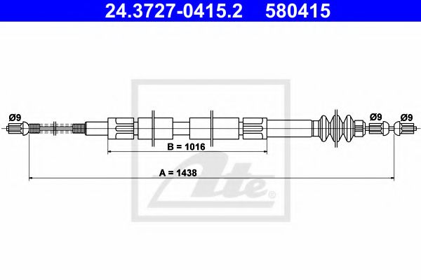 24.3727-0415.2 ATE Brake System Cable, parking brake