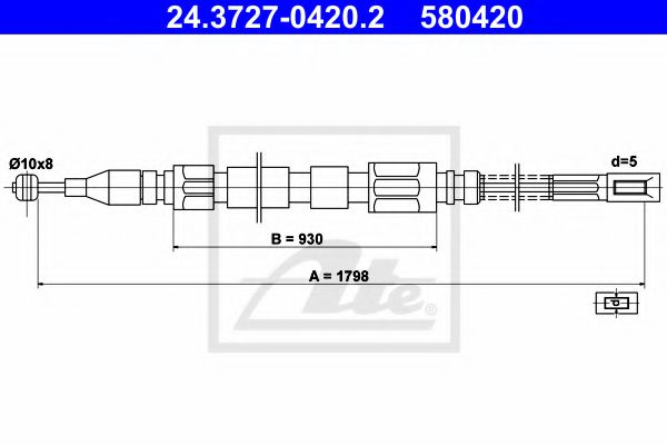 24.3727-0420.2 ATE Brake System Cable, parking brake