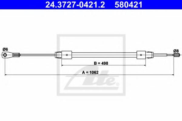 24.3727-0421.2 ATE Cable, parking brake
