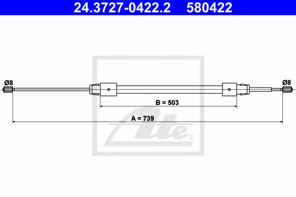 24.3727-0422.2 ATE Brake System Cable, parking brake