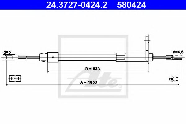 24.3727-0424.2 ATE Brake System Cable, parking brake