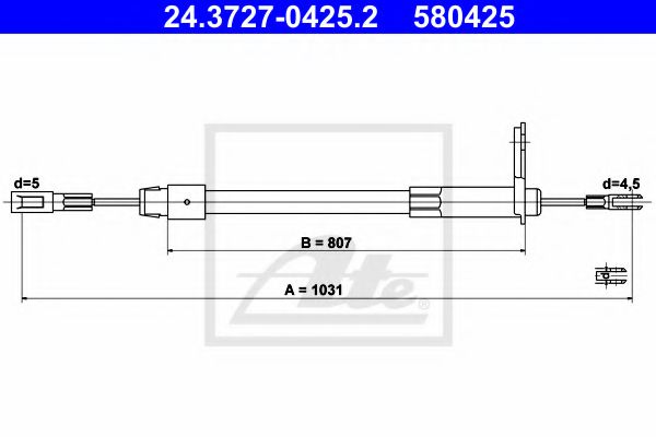 24.3727-0425.2 ATE Brake System Cable, parking brake