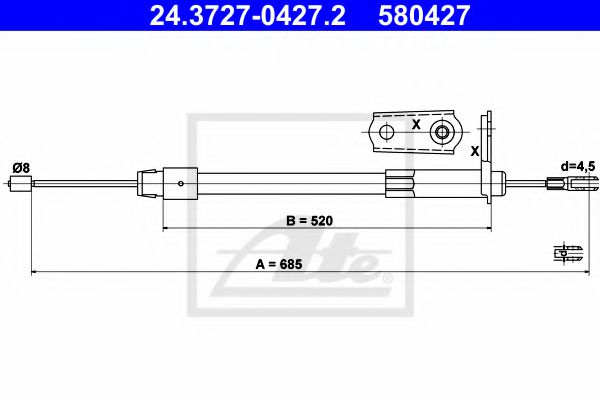 24.3727-0427.2 ATE Brake System Cable, parking brake