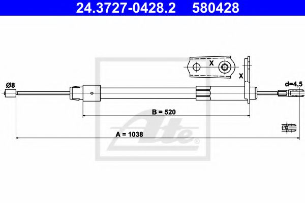 24.3727-0428.2 ATE Brake System Cable, parking brake