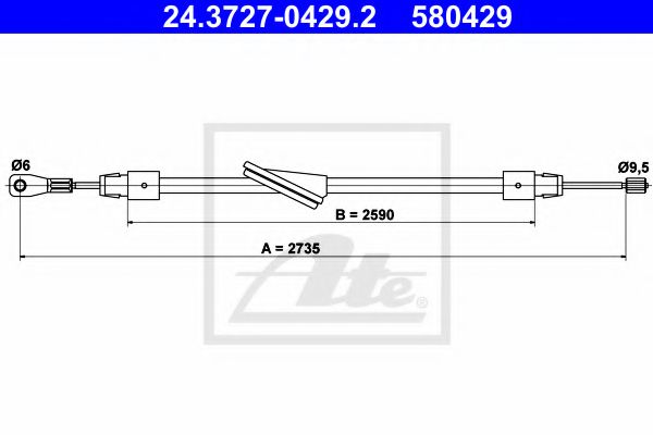 24.3727-0429.2 ATE Brake System Cable, parking brake