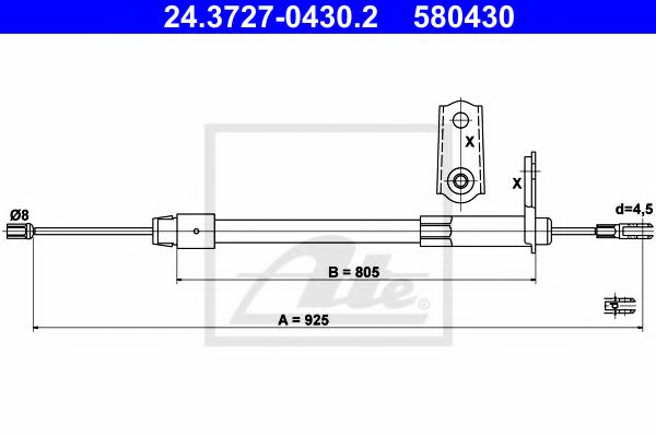 24.3727-0430.2 ATE Brake System Cable, parking brake