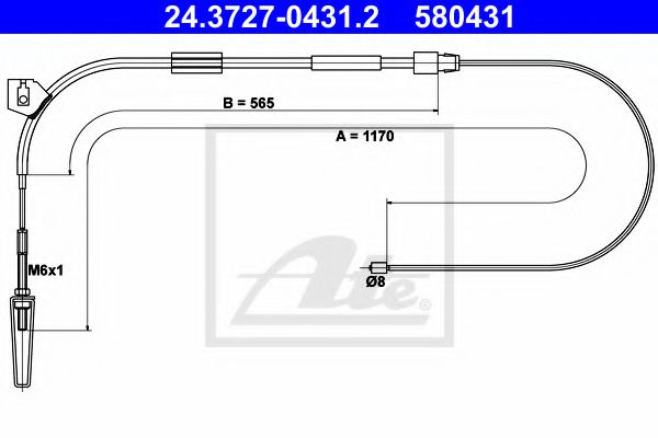 24.3727-0431.2 ATE Brake System Cable, parking brake