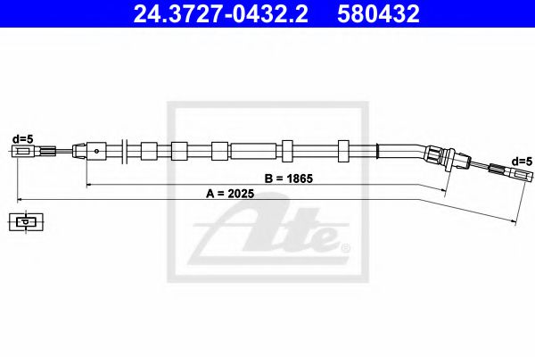 24.3727-0432.2 ATE Brake System Cable, parking brake