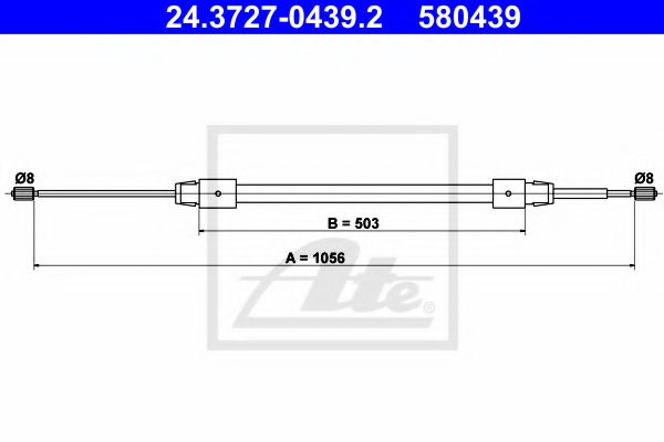 24.3727-0439.2 ATE Brake System Cable, parking brake