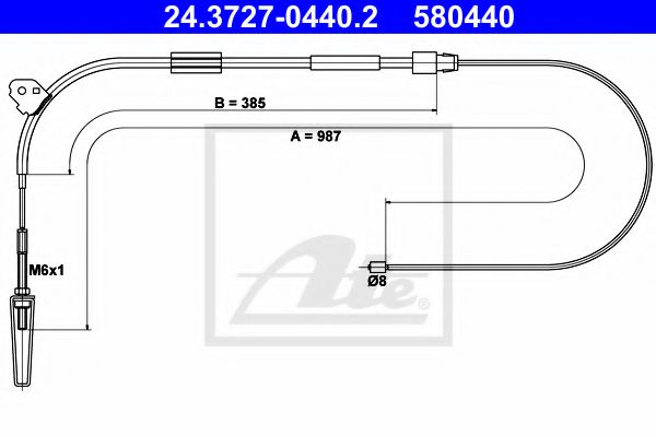 24.3727-0440.2 ATE Brake System Cable, parking brake